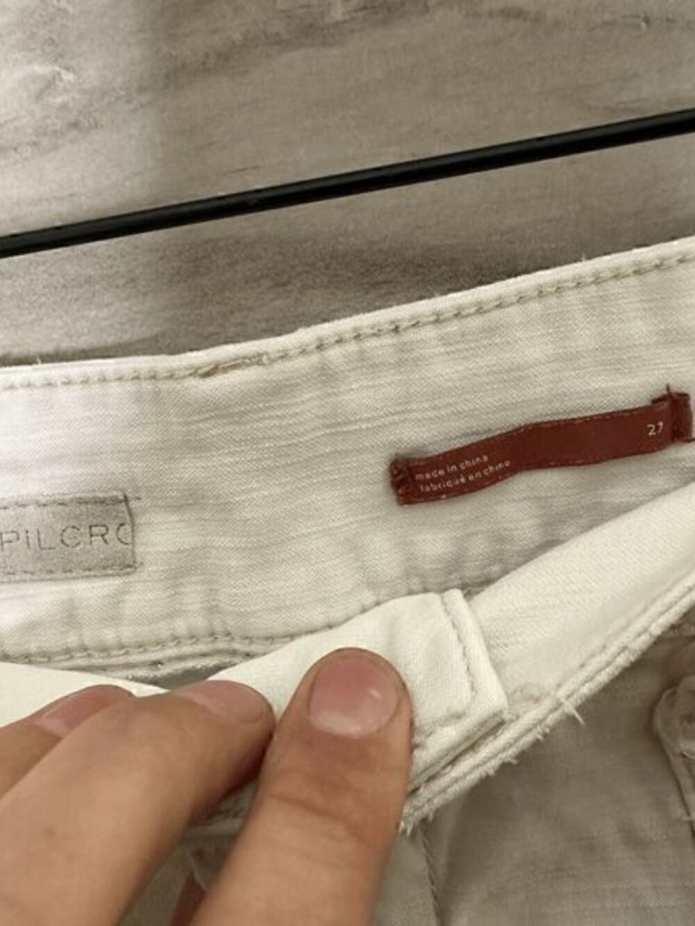 Pilcro Anthropologie White Double Button Stitch Cutoff Denim Shorts Size 27 - Picture 5 of 9